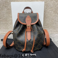 Celine Mini Backpack Folco in Triomphe Canvas and Calfskin Tan 197662 Brown 2022