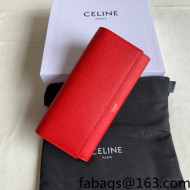 Celine Large Flap Wallet in Palm-Grained Calfskin Red 2022 4148