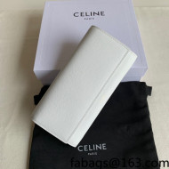 Celine Large Flap Wallet in Palm-Grained Calfskin White 2022 4148