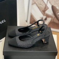 Chanel Canvas Slingback Pumps 6.5cm G31318 Dark Gray 2022 03