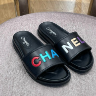 Chanel Lambskin Slide Sandals G38933 Black 2022