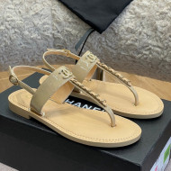 Chanel Patent Calfskin Flat Sandals G38221 Beige 2022