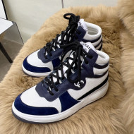 Chanel Fabric, Suede & Calfskin High top Sneakers G38804 White/Navy Blue 2022