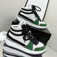 Chanel Fabric, Suede & Calfskin High top Sneakers G38804 White/Black/Green 2022