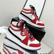 Chanel Fabric, Suede & Calfskin High top Sneakers G38804 White/Red 2022