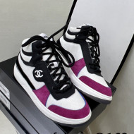 Chanel Fabric, Suede & Calfskin High top Sneakers G38804 White/Dark Pink 2022