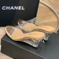 Chanel Transparent Wedge Slide Sandals Gold 2022 032462