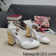 Dolce & Gabbana Calf Leather High Heel Pumps 10.5cm with Metal Charm White 2022