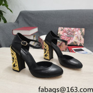 Dolce & Gabbana Calf Leather High Heel Pumps 10.5cm with Metal Charm Black 2022