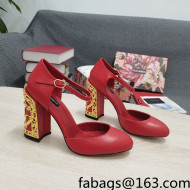 Dolce & Gabbana Calf Leather High Heel Pumps 10.5cm with Metal Charm Red 2022