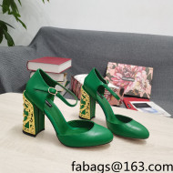 Dolce & Gabbana Calf Leather High Heel Pumps 10.5cm with Metal Charm Green 2022