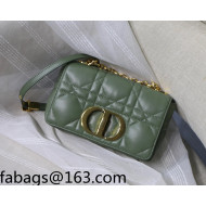 Dior Small Caro Chain Bag in Quilted Macrocannage Calfskin Olive Green 2021