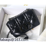 Dior Small Caro Chain Bag in Quilted Macrocannage Calfskin All Black 2021