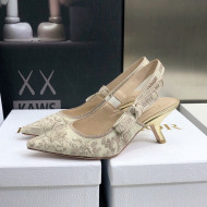 Dior J'Adior Slingback Pumps 6.5cm in Quake Oblique Embroidery Beige 2022