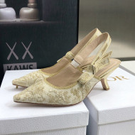 Dior J'Adior Slingback Pumps 6.5cm in Quake Oblique Embroidery White/Gold 2022