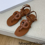 Dior Calfskin CD Flat Sandals Brown 2022 032230