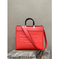 Fendi Sunshine Medium Shopper Tote Bag with Braided Trim Red 2022 8535