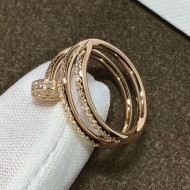 Cartier Pink Gold Nologo Juste un Clou Ring with Paved Diamonds 11