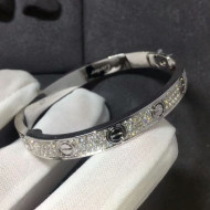 Cartier White Gold Nologo Love Bracelet with Paved Diamonds, Classic 05