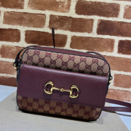 Gucci Horsebit 1955 GG Canvas Small Bag 645454 Burgundy 2021 