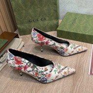 Balenciaga x Gucci The Hacker Project Flora Print Pumps 8cm White 2021 55