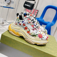 Gucci The Hacker Project Triple S Flora Print Sneakers White 2021 67