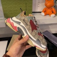 Gucci The Hacker Project Triple S Sneakers Beige/Burgundy 2021 72