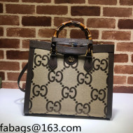 Gucci Diana Jumbo Canvas Medium Tote Bag 655658 Camel Brown 2