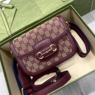 Gucci Horsebit 1955 GG Canvas Mini Bag ‎658574 Beige/Burgundy 2021