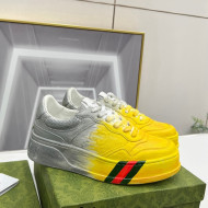 Gucci Chunky B GG Embossed Leather Sneaker Yellow/Grey 2022