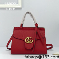 Gucci GG Marmont Medium Top Handle Bag in Grainy Calfskin 442622 Red 2022