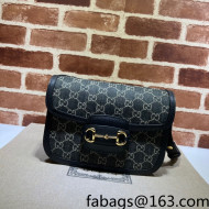 Gucci Horsebit 1955 Shoulder Bag in Black GG Denim Jacquard 602204 2022