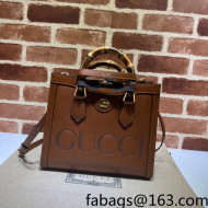 Gucci Diana Embossed Logo Leather Small Tote Bag 660195 Brown 2022