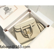 Hermes Halzan Mini 22cm Bag in Togo Calfskin Leather Milkshake White/Gold 2021 05