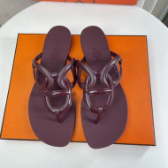 Hermes Egerie Thong Slide Sandals Burgundy 2022