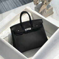 Hermes Birkin 25cm Bag in Togo Calfskin Black/Silver 2022