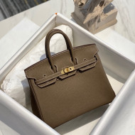 Hermes Birkin 25cm Bag in Togo Calfskin Etoupe Elephant Grey/Gold 2022