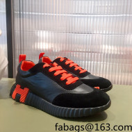 Hermes Bouncing Calfskin and Suede Sneakers Black/Orange 2022 032570