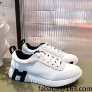 Hermes Bouncing Calfskin and Suede Sneakers White/Black 2022 032573