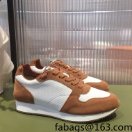 Hermes Escape Fabric and Suede Sneakers White/Brown 2022 032565