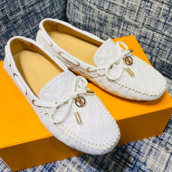 Louis Vuitton Gloria Monogram Leather Flat Loafer White 2021