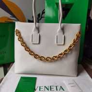 Bottega Veneta Grained Leather Large Chain Tote Bag White 2022 668782