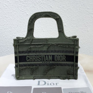 Dior Mini Book Tote Bag in Camouflage Embroidered Canvas Bag Green 2019