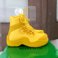 Bottega Veneta Puddle Bomber Fabric Lace-up Boots Egg Yolk Yellow 2021