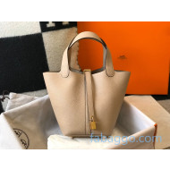 Hermes Picotin Lock Bag 18cm in Togo Calfskin Light Grey/Gold 2020