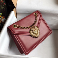 Dolce&Gabbana Small Devotion Smooth Leather Shoulder Bag Burgundy 2020