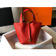 Hermes Picotin Lock Bag 18cm in Togo Calfskin Red/Gold 2020