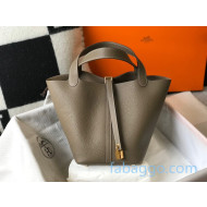 Hermes Picotin Lock Bag 22cm in Togo Calfskin Grey Elephant/Gold 2020