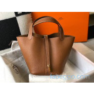 Hermes Picotin Lock Bag 22cm in Togo Calfskin Brown/Gold 2020