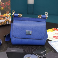 Dolce&Gabbana Classic Mini Sicily Palm-Grained Leather Top Handle Bag 5516 Royal Blue 2020